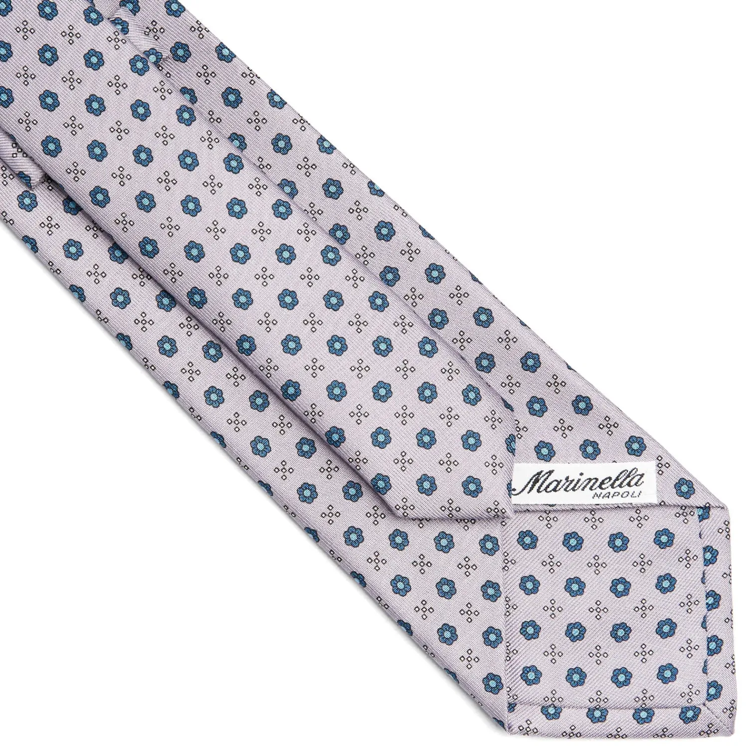 E.Marinella CRAVATTE|Cravatte In Seta Stampata|CRAVATTA SARTORIALE CLASSICA IN SETA GRIGIO CHIARO Microfantasia fiore