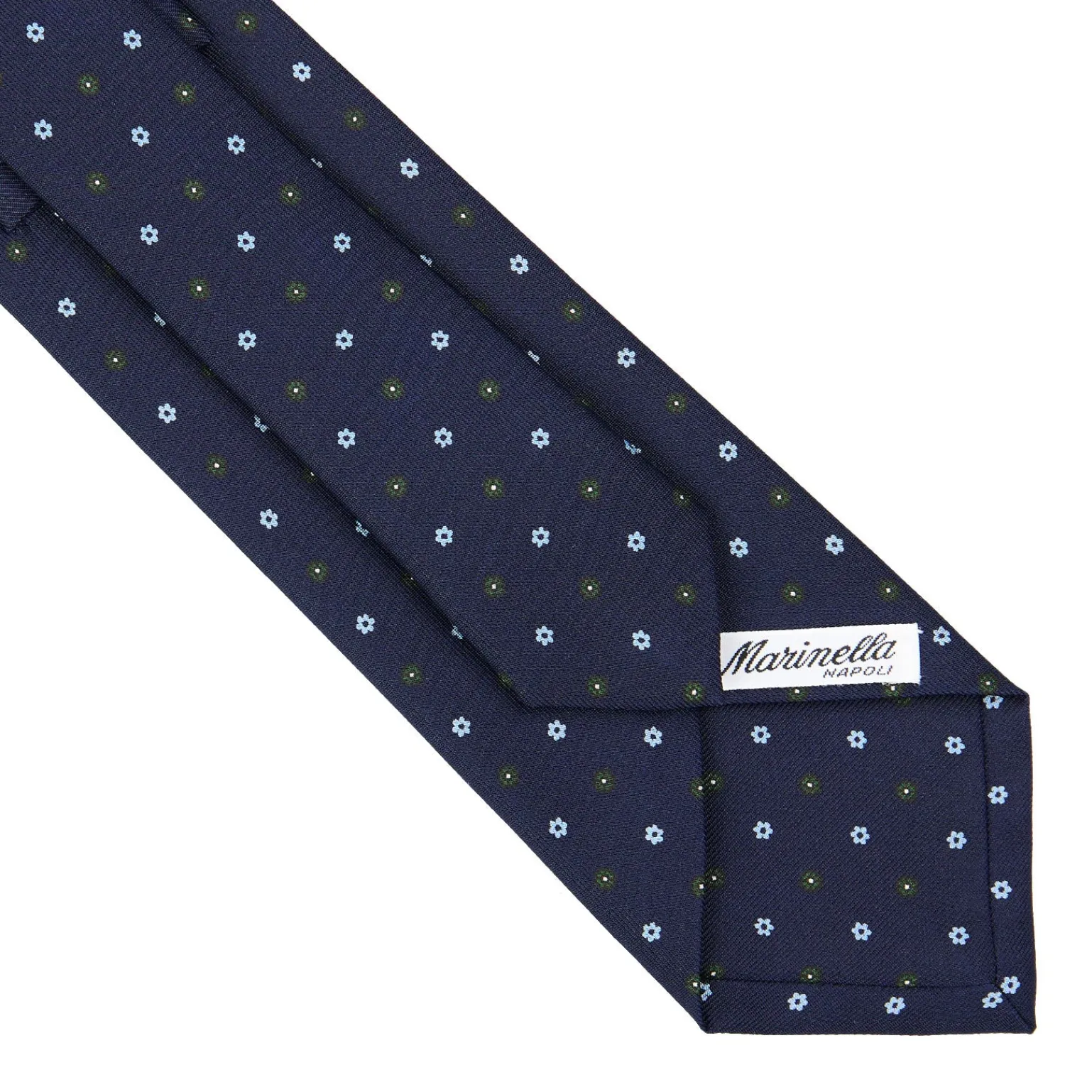 E.Marinella CRAVATTE|Cravatte In Seta Stampata|CRAVATTA SARTORIALE CLASSICA IN SETA BLU SCURO Microfantasia fiore