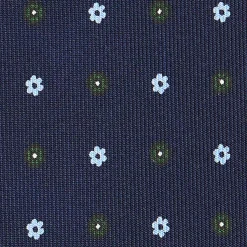 E.Marinella CRAVATTE|Cravatte In Seta Stampata|CRAVATTA SARTORIALE CLASSICA IN SETA BLU SCURO Microfantasia fiore