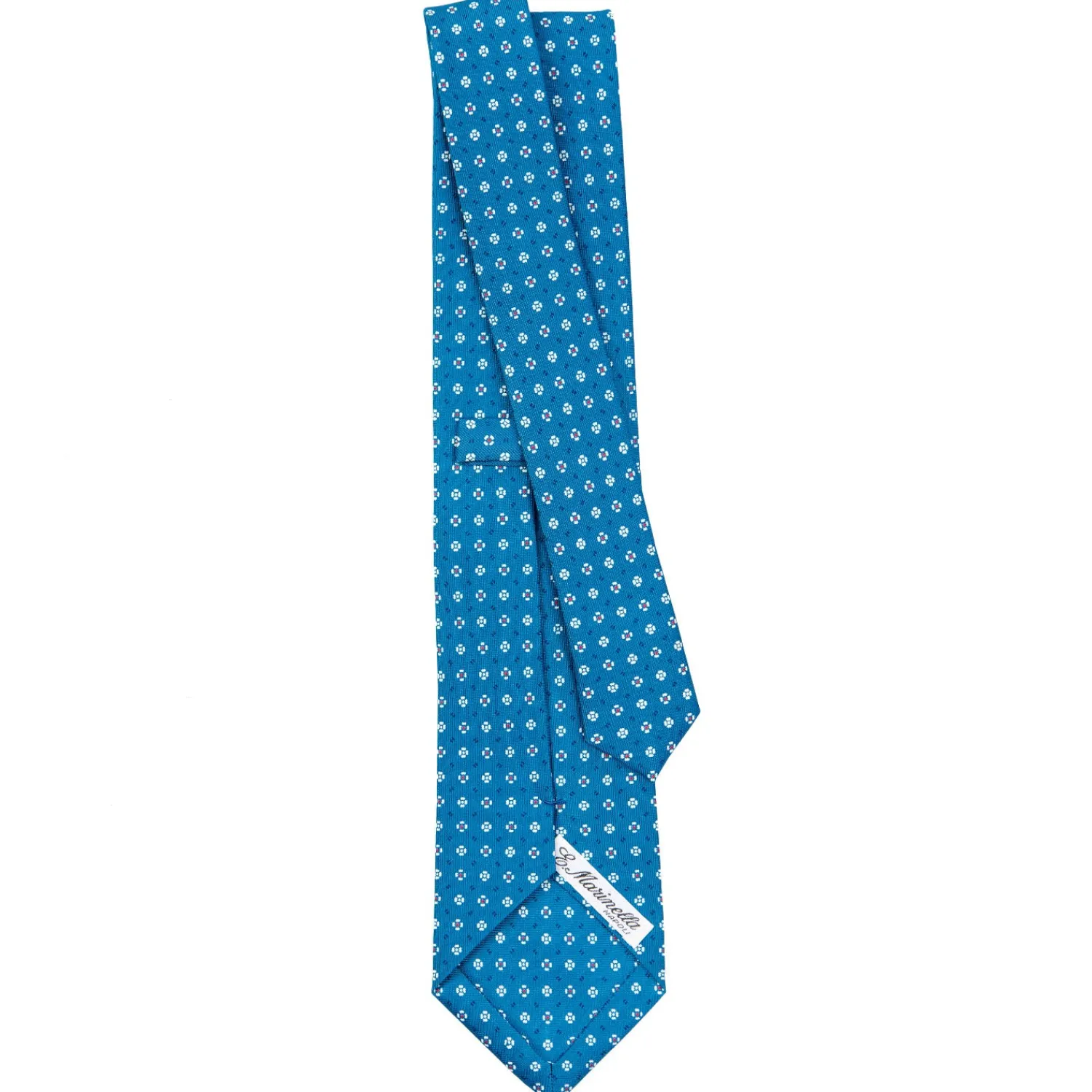 E.Marinella CRAVATTE|Cravatte In Seta Stampata|CRAVATTA SARTORIALE CLASSICA IN SETA BLU MEDIO Microfantasia fiore
