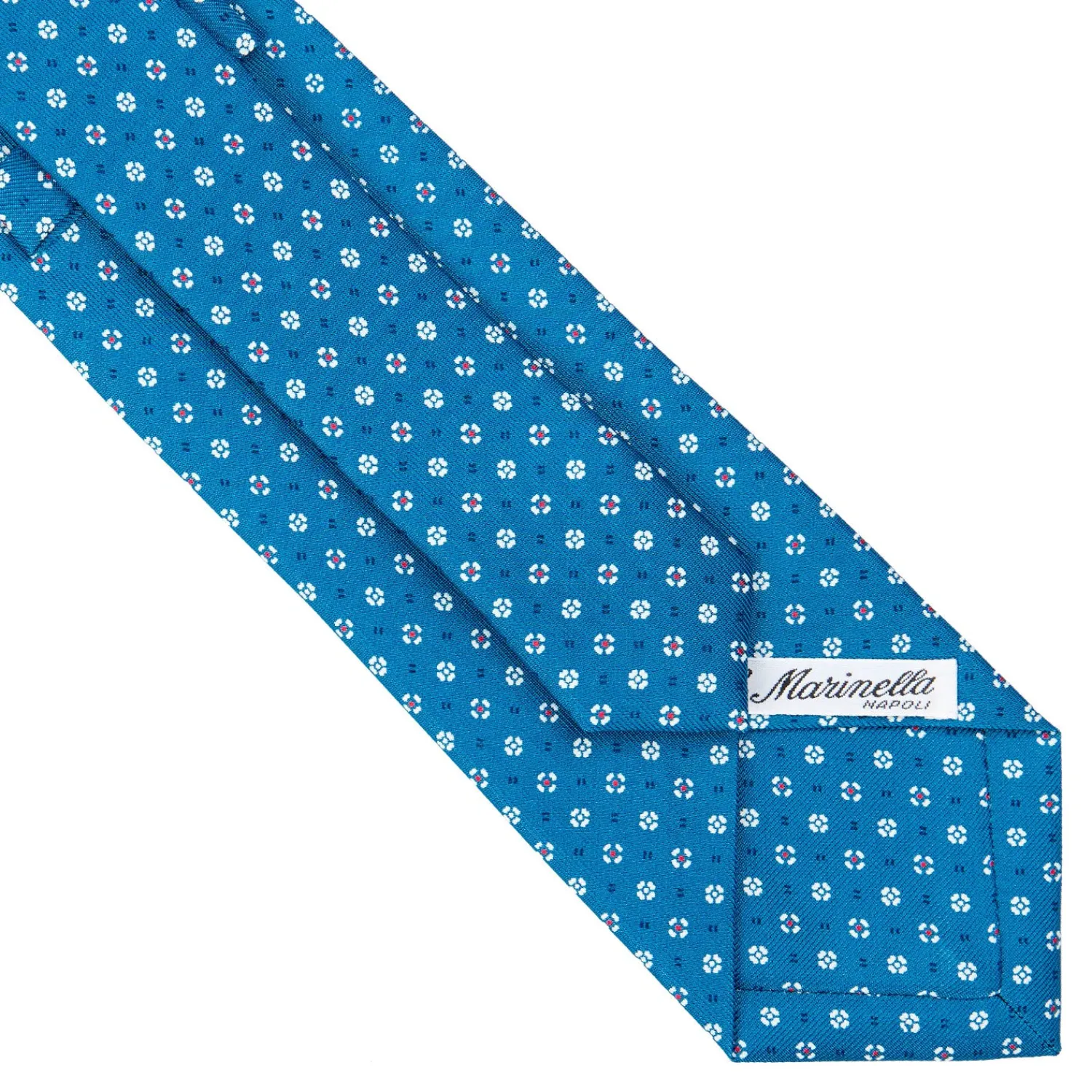 E.Marinella CRAVATTE|Cravatte In Seta Stampata|CRAVATTA SARTORIALE CLASSICA IN SETA BLU MEDIO Microfantasia fiore