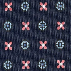 E.Marinella CRAVATTE|Cravatte In Seta Stampata|CRAVATTA SARTORIALE CLASSICA IN SETA BLU SCURO Microfantasia fiore