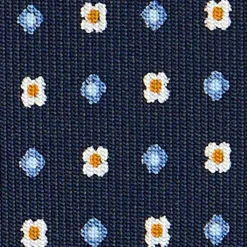 E.Marinella CRAVATTE|Cravatte In Seta Stampata|CRAVATTA SARTORIALE CLASSICA IN SETA BLU SCURO Microfantasia fiore