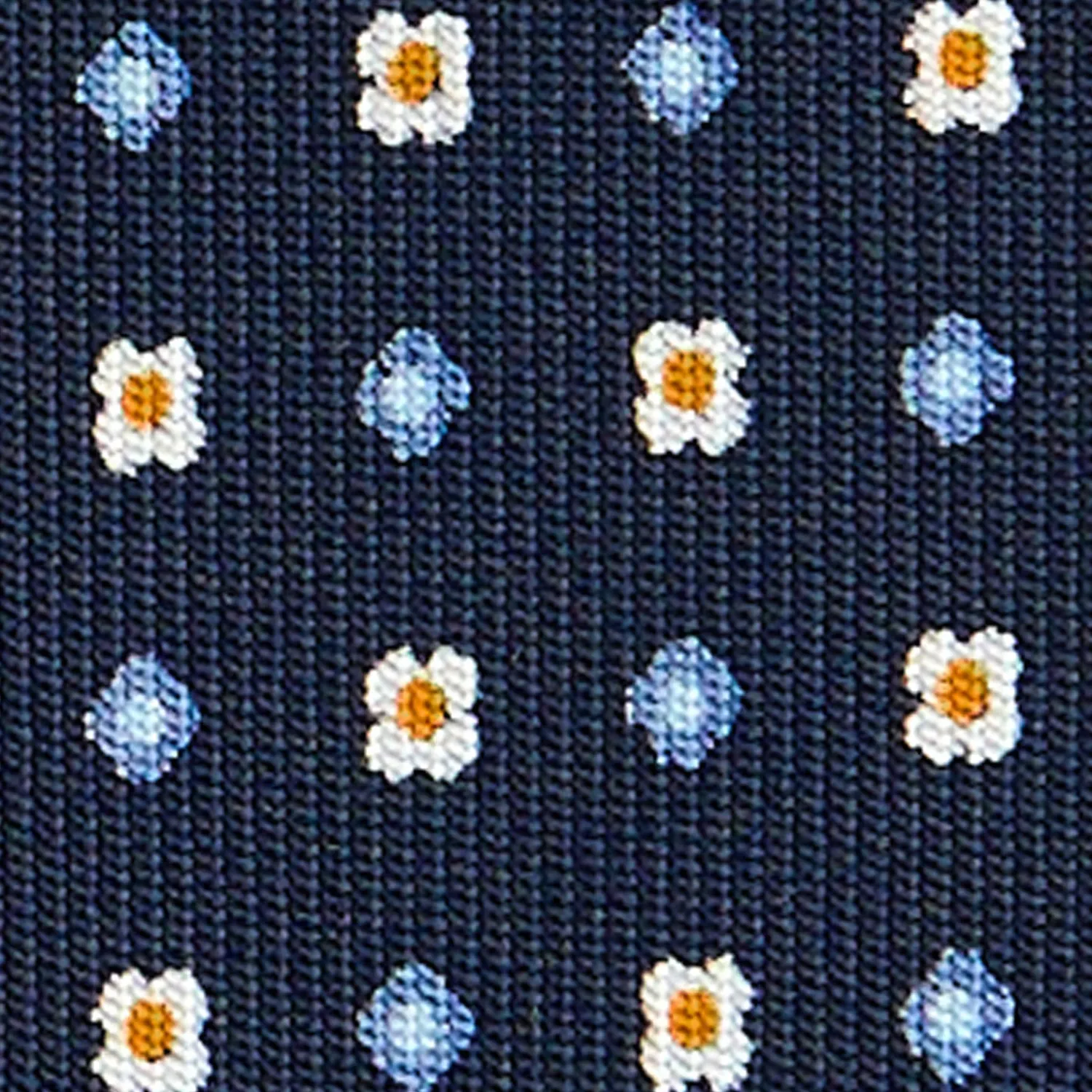 E.Marinella CRAVATTE|Cravatte In Seta Stampata|CRAVATTA SARTORIALE CLASSICA IN SETA BLU SCURO Microfantasia fiore