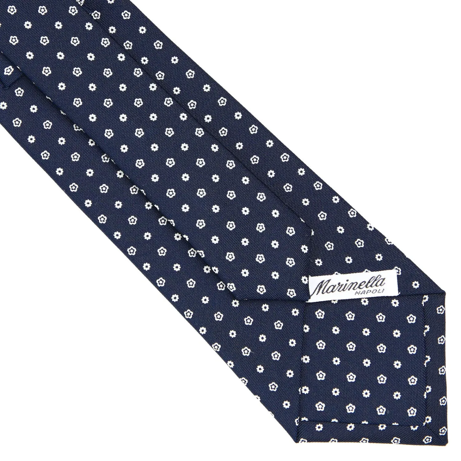E.Marinella CRAVATTE|Cravatte In Seta Stampata|CRAVATTA SARTORIALE CLASSICA IN SETA BLU SCURO Microfantasia fiore