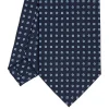 E.Marinella CRAVATTE|Cravatte In Seta Stampata|CRAVATTA SARTORIALE CLASSICA IN SETA BLU SCURO Microfantasia fiore