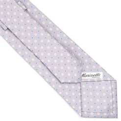 E.Marinella CRAVATTE|Cravatte In Seta Stampata|CRAVATTA SARTORIALE CLASSICA IN SETA GRIGIO CHIARO Microfantasia fiore