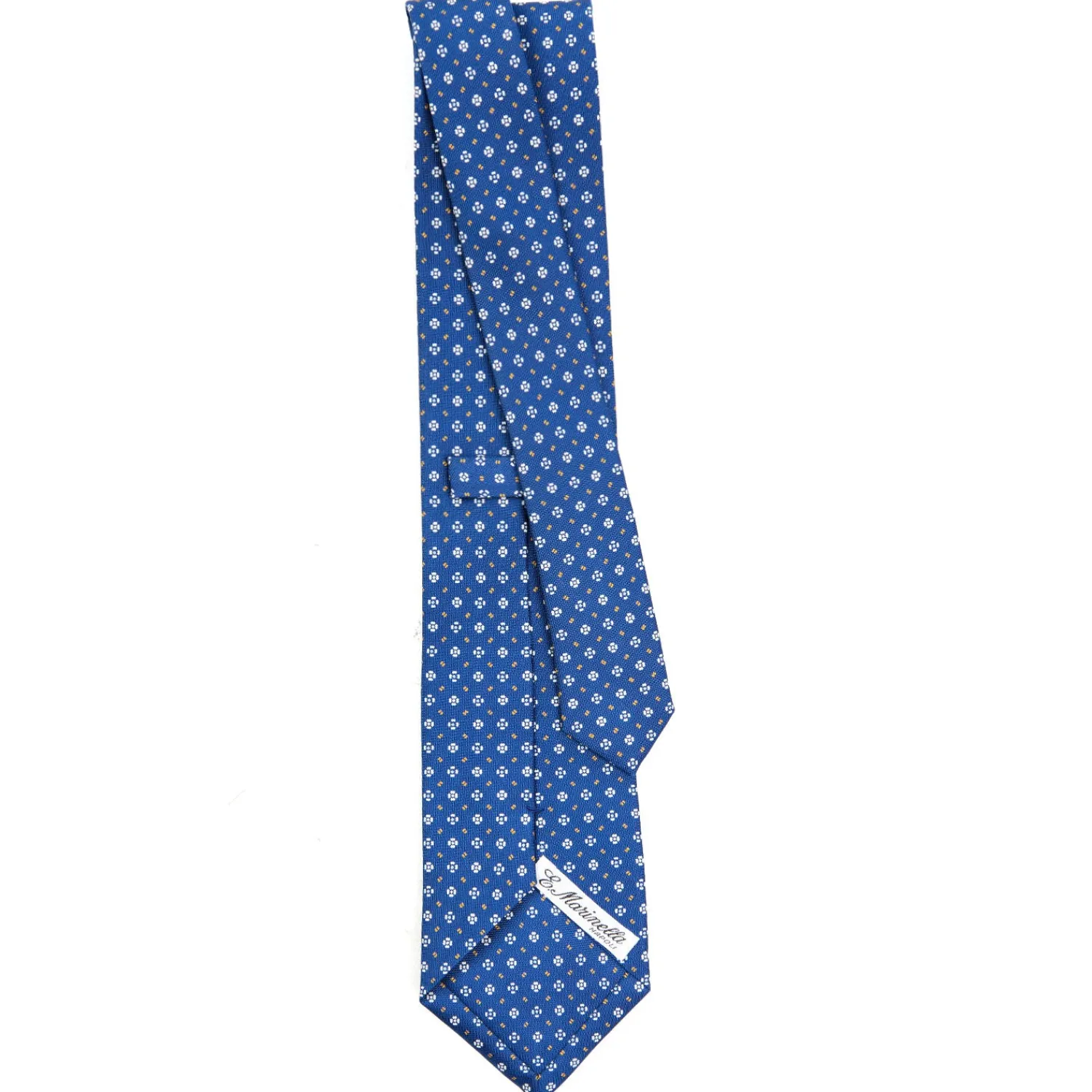 E.Marinella CRAVATTE|Cravatte In Seta Stampata|CRAVATTA SARTORIALE CLASSICA IN SETA BLU Microfantasia fiore