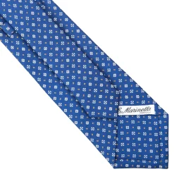 E.Marinella CRAVATTE|Cravatte In Seta Stampata|CRAVATTA SARTORIALE CLASSICA IN SETA BLU Microfantasia fiore