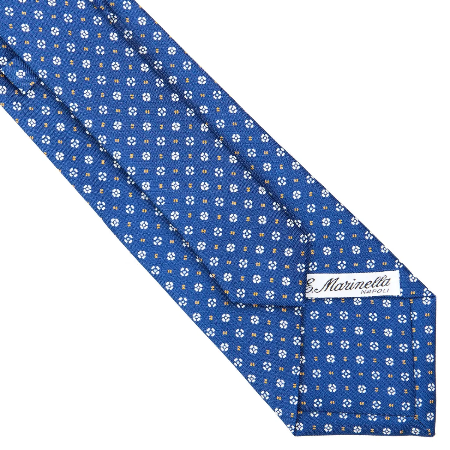 E.Marinella CRAVATTE|Cravatte In Seta Stampata|CRAVATTA SARTORIALE CLASSICA IN SETA BLU Microfantasia fiore