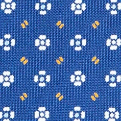 E.Marinella CRAVATTE|Cravatte In Seta Stampata|CRAVATTA SARTORIALE CLASSICA IN SETA BLU Microfantasia fiore