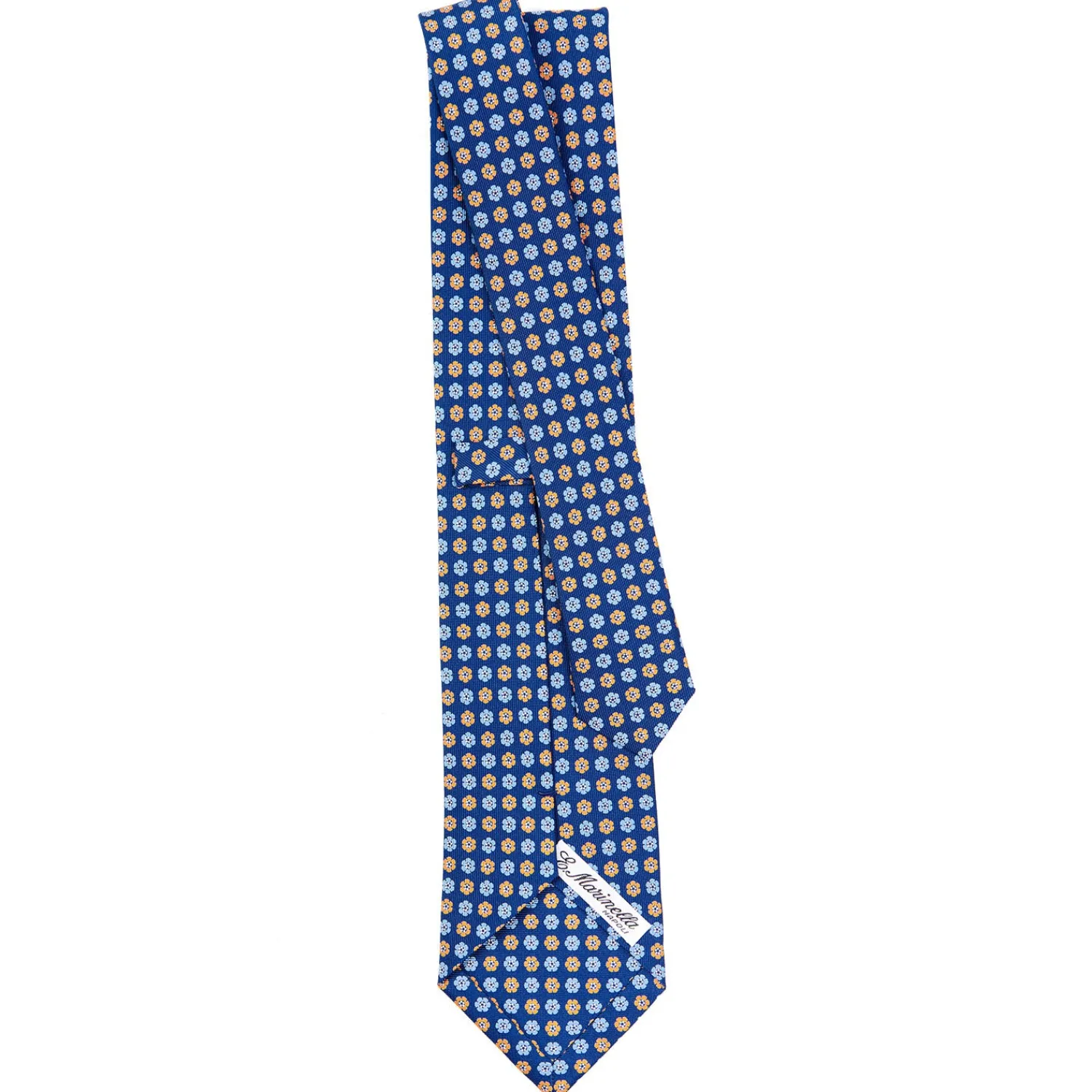 E.Marinella CRAVATTE|Cravatte In Seta Stampata|CRAVATTA SARTORIALE CLASSICA IN SETA BLU Microfantasia fiore