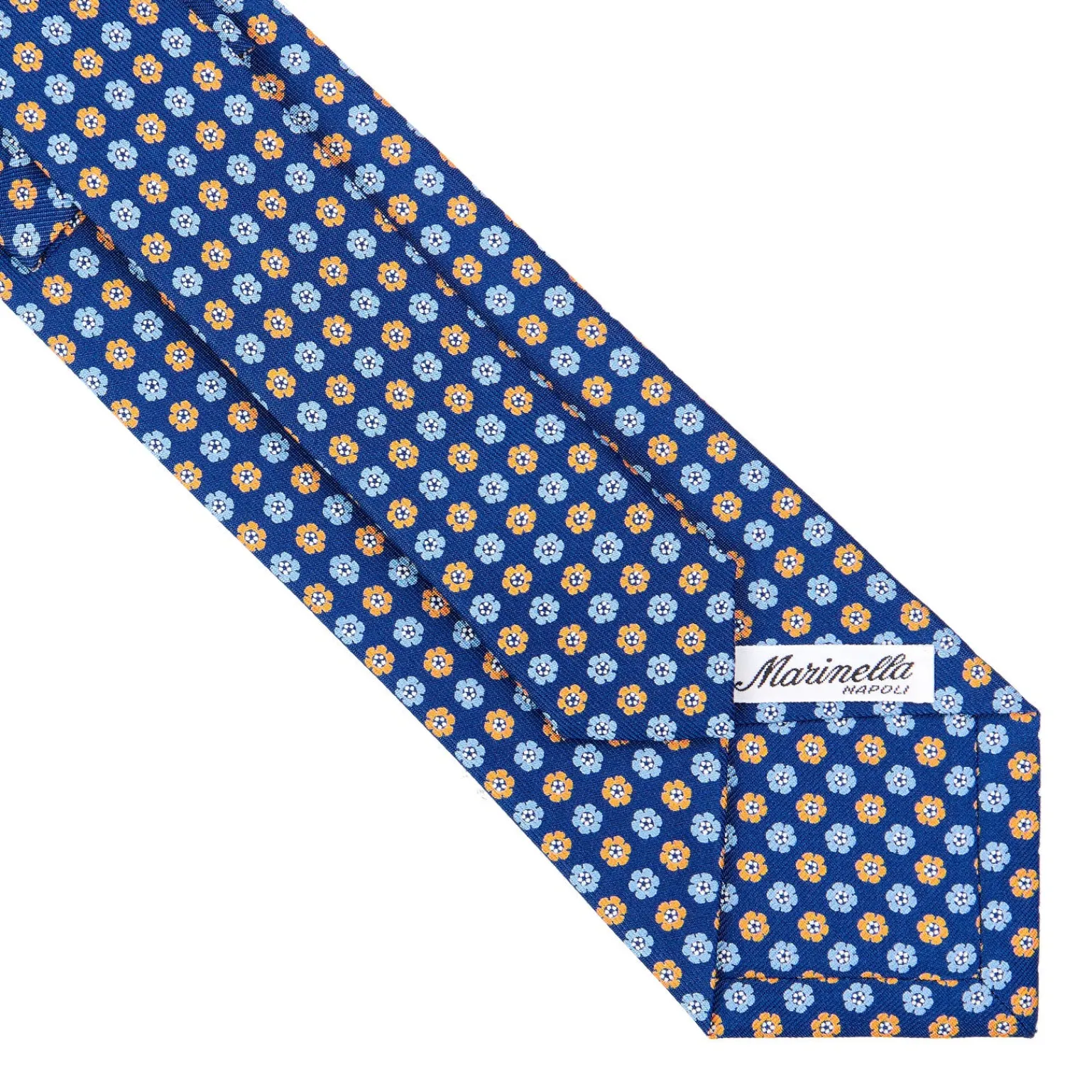 E.Marinella CRAVATTE|Cravatte In Seta Stampata|CRAVATTA SARTORIALE CLASSICA IN SETA BLU Microfantasia fiore