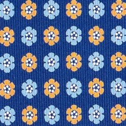 E.Marinella CRAVATTE|Cravatte In Seta Stampata|CRAVATTA SARTORIALE CLASSICA IN SETA BLU Microfantasia fiore