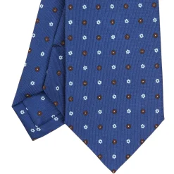 E.Marinella CRAVATTE|Cravatte In Seta Stampata|CRAVATTA SARTORIALE CLASSICA IN SETA BLU Microfantasia fiore