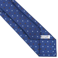 E.Marinella CRAVATTE|Cravatte In Seta Stampata|CRAVATTA SARTORIALE CLASSICA IN SETA BLU Microfantasia fiore