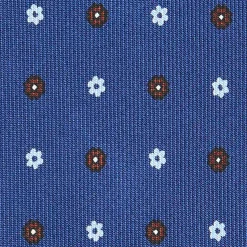 E.Marinella CRAVATTE|Cravatte In Seta Stampata|CRAVATTA SARTORIALE CLASSICA IN SETA BLU Microfantasia fiore