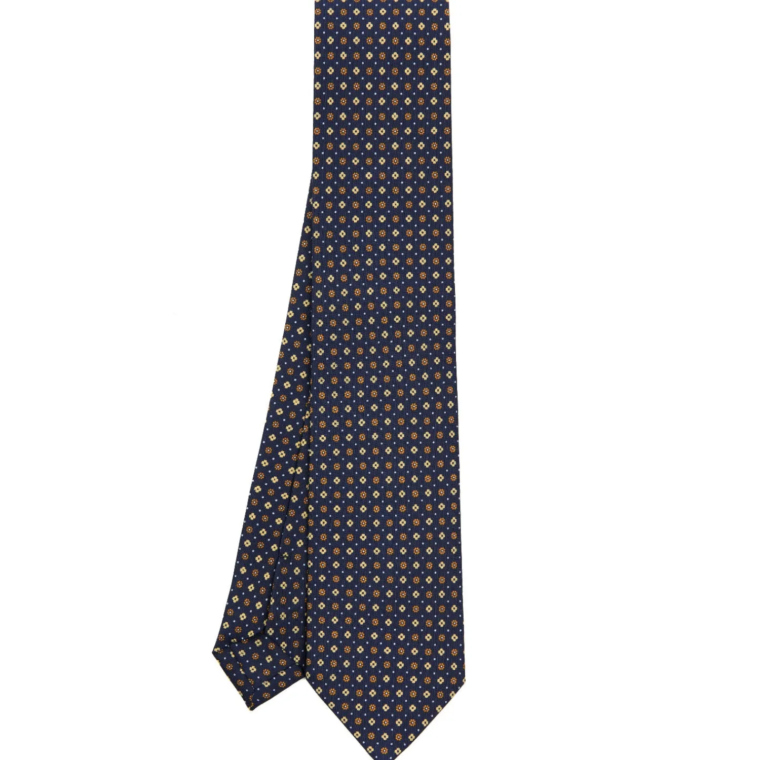 E.Marinella CRAVATTE|Cravatte In Seta Stampata|CRAVATTA SARTORIALE CLASSICA IN SETA BLU SCURO Microfantasia fiore