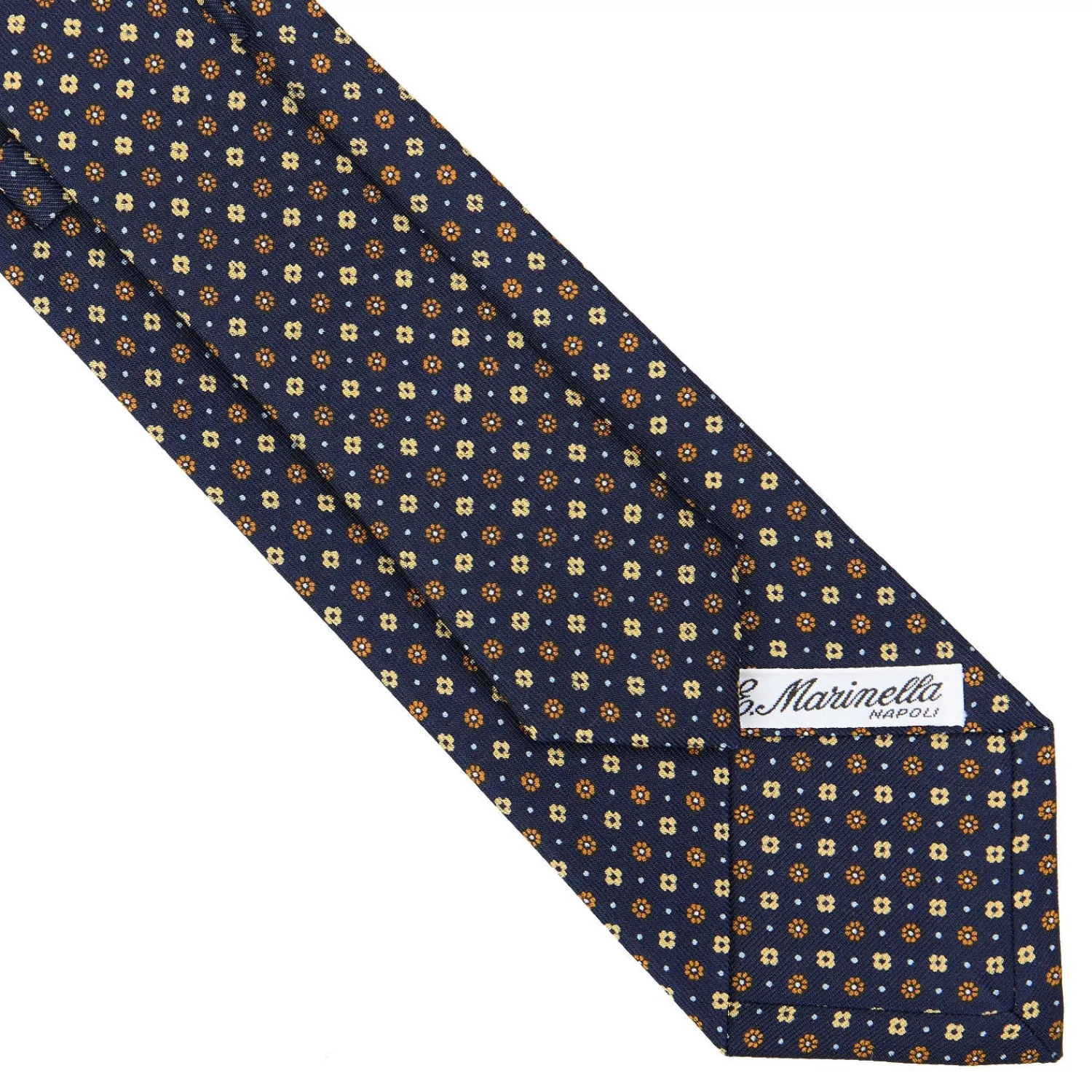 E.Marinella CRAVATTE|Cravatte In Seta Stampata|CRAVATTA SARTORIALE CLASSICA IN SETA BLU SCURO Microfantasia fiore
