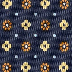 E.Marinella CRAVATTE|Cravatte In Seta Stampata|CRAVATTA SARTORIALE CLASSICA IN SETA BLU SCURO Microfantasia fiore