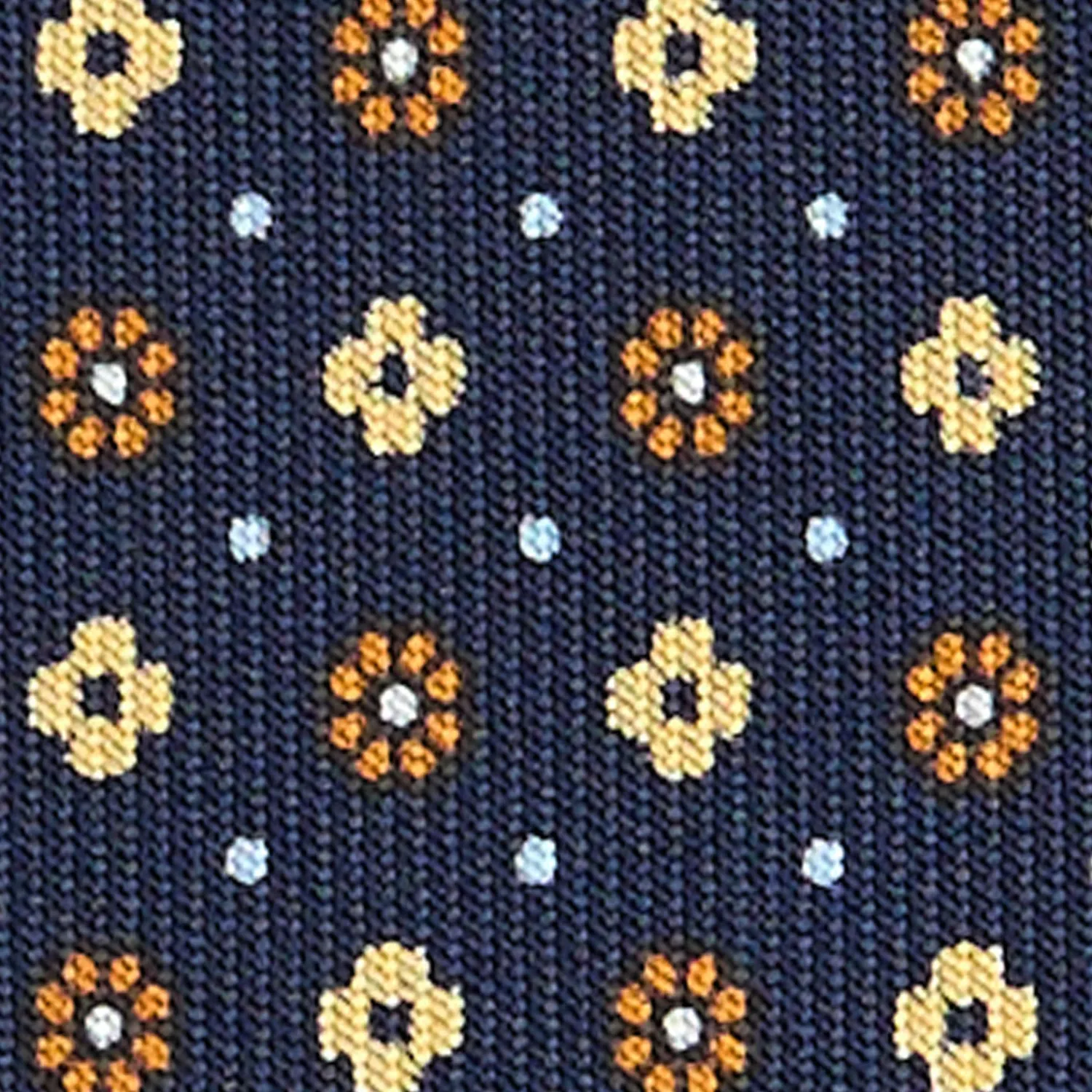 E.Marinella CRAVATTE|Cravatte In Seta Stampata|CRAVATTA SARTORIALE CLASSICA IN SETA BLU SCURO Microfantasia fiore