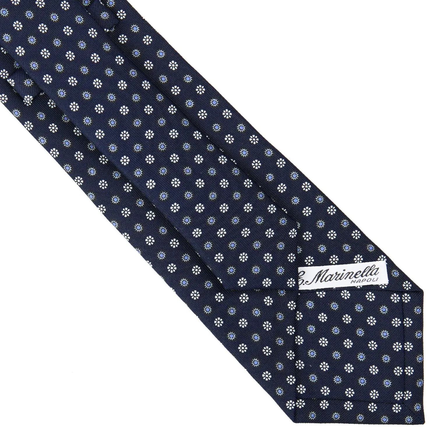 E.Marinella CRAVATTE|Cravatte In Seta Stampata|CRAVATTA SARTORIALE CLASSICA IN SETA BLU SCURO Microfantasia fiore