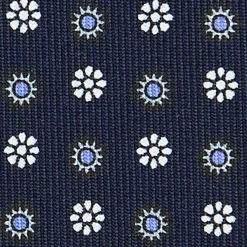 E.Marinella CRAVATTE|Cravatte In Seta Stampata|CRAVATTA SARTORIALE CLASSICA IN SETA BLU SCURO Microfantasia fiore