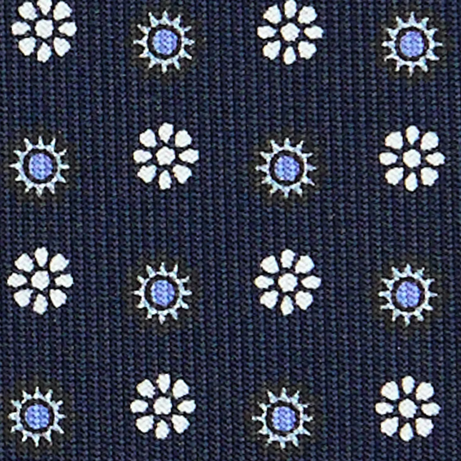 E.Marinella CRAVATTE|Cravatte In Seta Stampata|CRAVATTA SARTORIALE CLASSICA IN SETA BLU SCURO Microfantasia fiore
