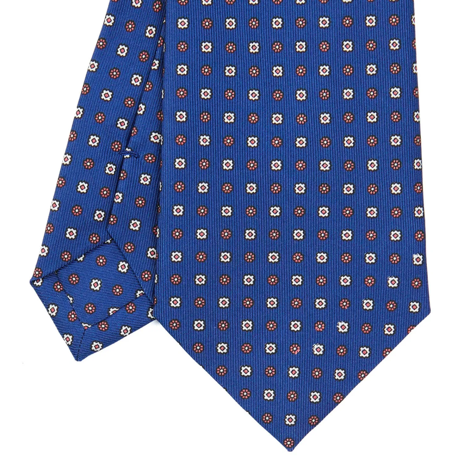E.Marinella CRAVATTE|Cravatte In Seta Stampata|CRAVATTA SARTORIALE CLASSICA IN SETA BLU Microfantasia fiore