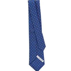 E.Marinella CRAVATTE|Cravatte In Seta Stampata|CRAVATTA SARTORIALE CLASSICA IN SETA BLU Microfantasia fiore