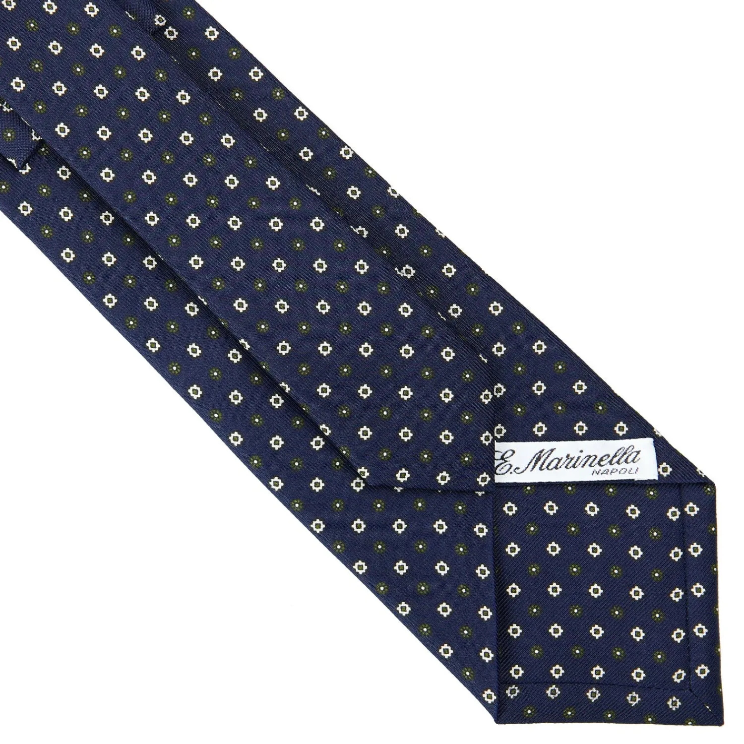E.Marinella CRAVATTE|Cravatte In Seta Stampata|CRAVATTA SARTORIALE CLASSICA IN SETA BLU SCURO Microfantasia fiore