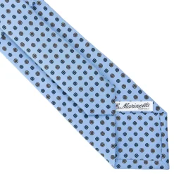 E.Marinella CRAVATTE|Cravatte In Seta Stampata|CRAVATTA SARTORIALE CLASSICA IN SETA AZZURRA Microfantasia fiore