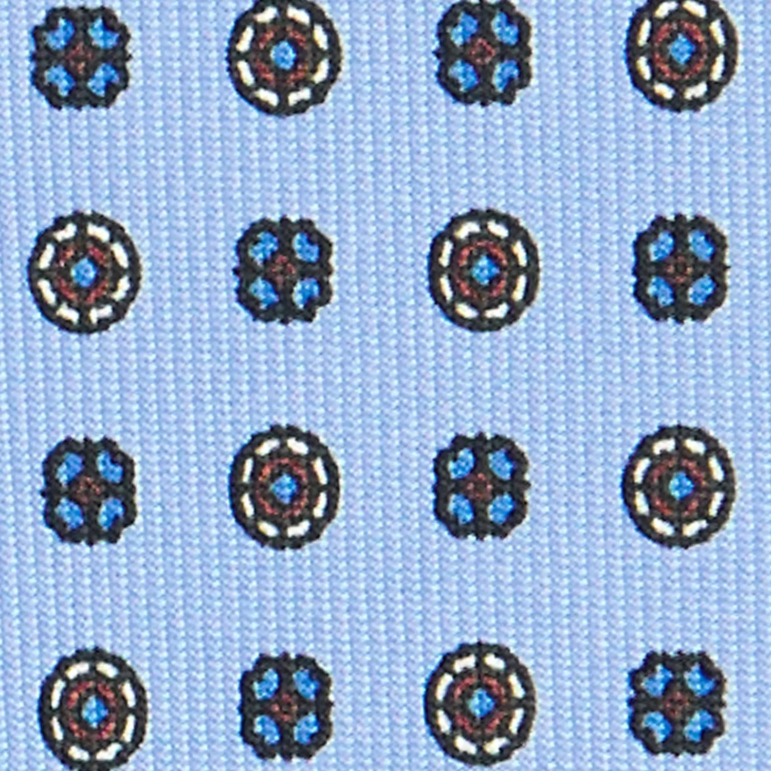 E.Marinella CRAVATTE|Cravatte In Seta Stampata|CRAVATTA SARTORIALE CLASSICA IN SETA AZZURRA Microfantasia fiore