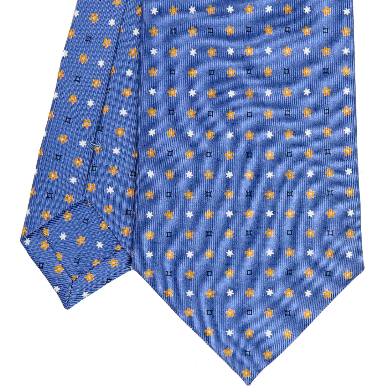 E.Marinella CRAVATTE|Cravatte In Seta Stampata|CRAVATTA SARTORIALE CLASSICA IN SETA AZZURRO POLVERE Microfantasia fiore
