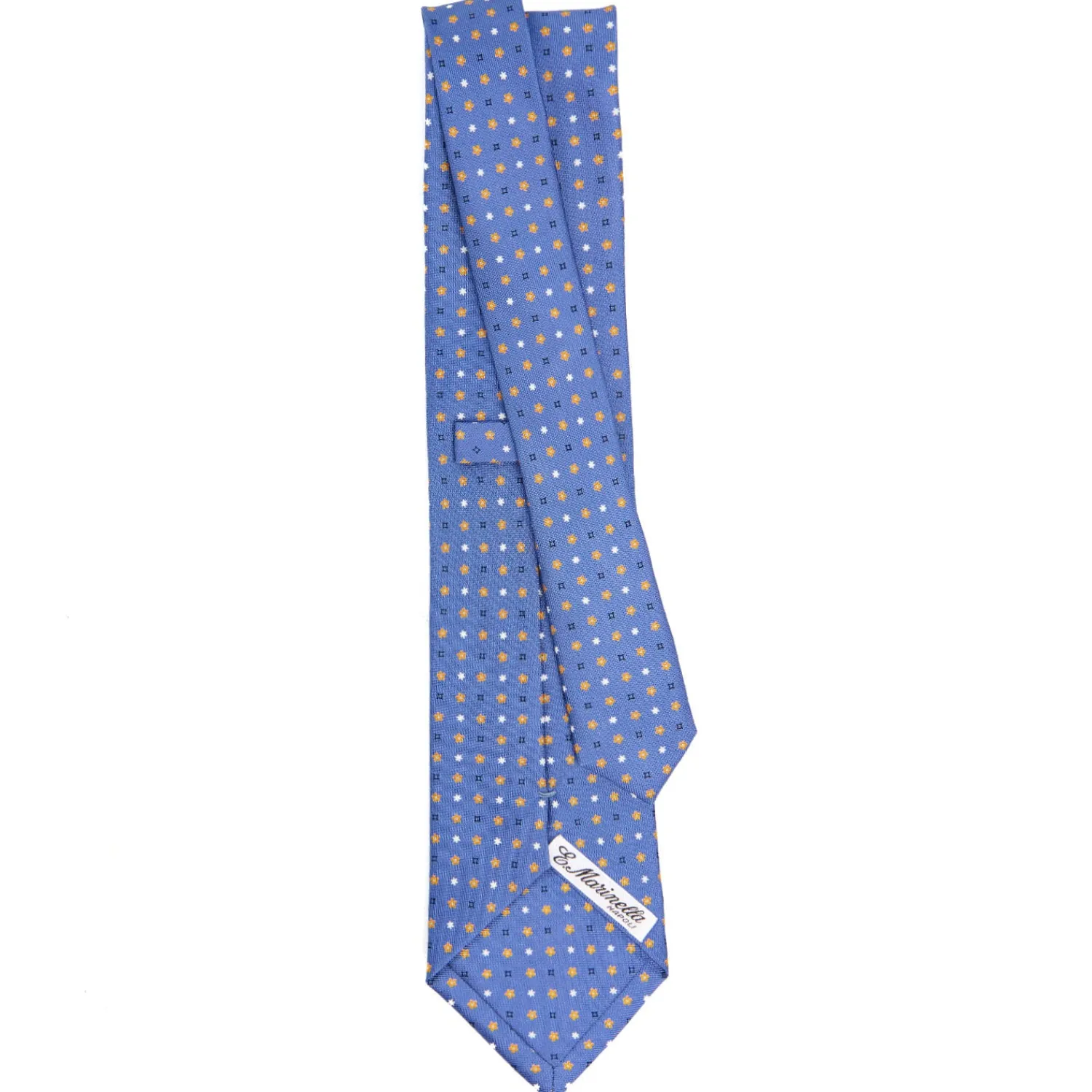 E.Marinella CRAVATTE|Cravatte In Seta Stampata|CRAVATTA SARTORIALE CLASSICA IN SETA AZZURRO POLVERE Microfantasia fiore