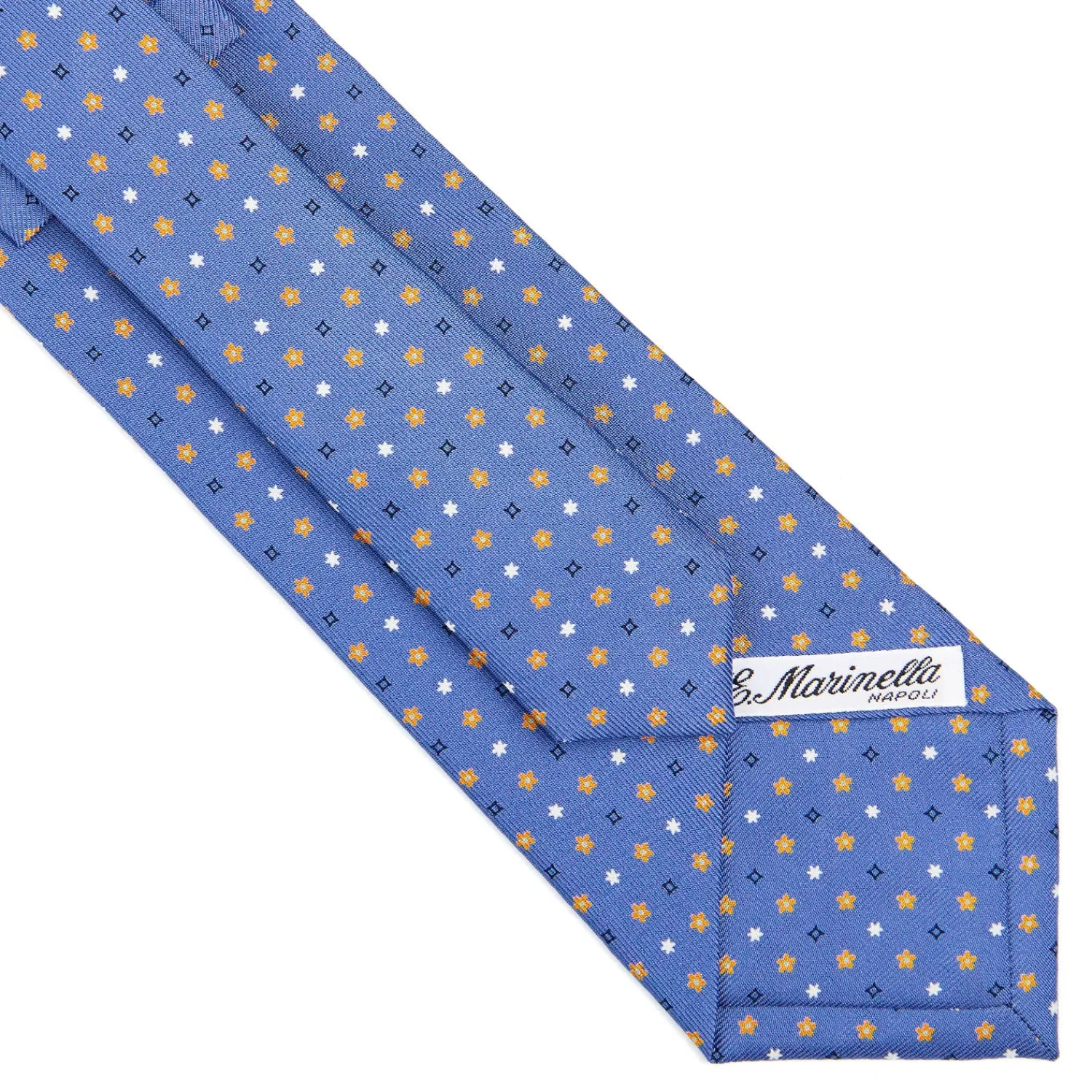 E.Marinella CRAVATTE|Cravatte In Seta Stampata|CRAVATTA SARTORIALE CLASSICA IN SETA AZZURRO POLVERE Microfantasia fiore