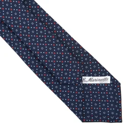 E.Marinella CRAVATTE|Cravatte In Seta Stampata|CRAVATTA SARTORIALE CLASSICA IN SETA BLU SCURO Microfantasia fiore