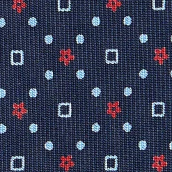 E.Marinella CRAVATTE|Cravatte In Seta Stampata|CRAVATTA SARTORIALE CLASSICA IN SETA BLU SCURO Microfantasia fiore