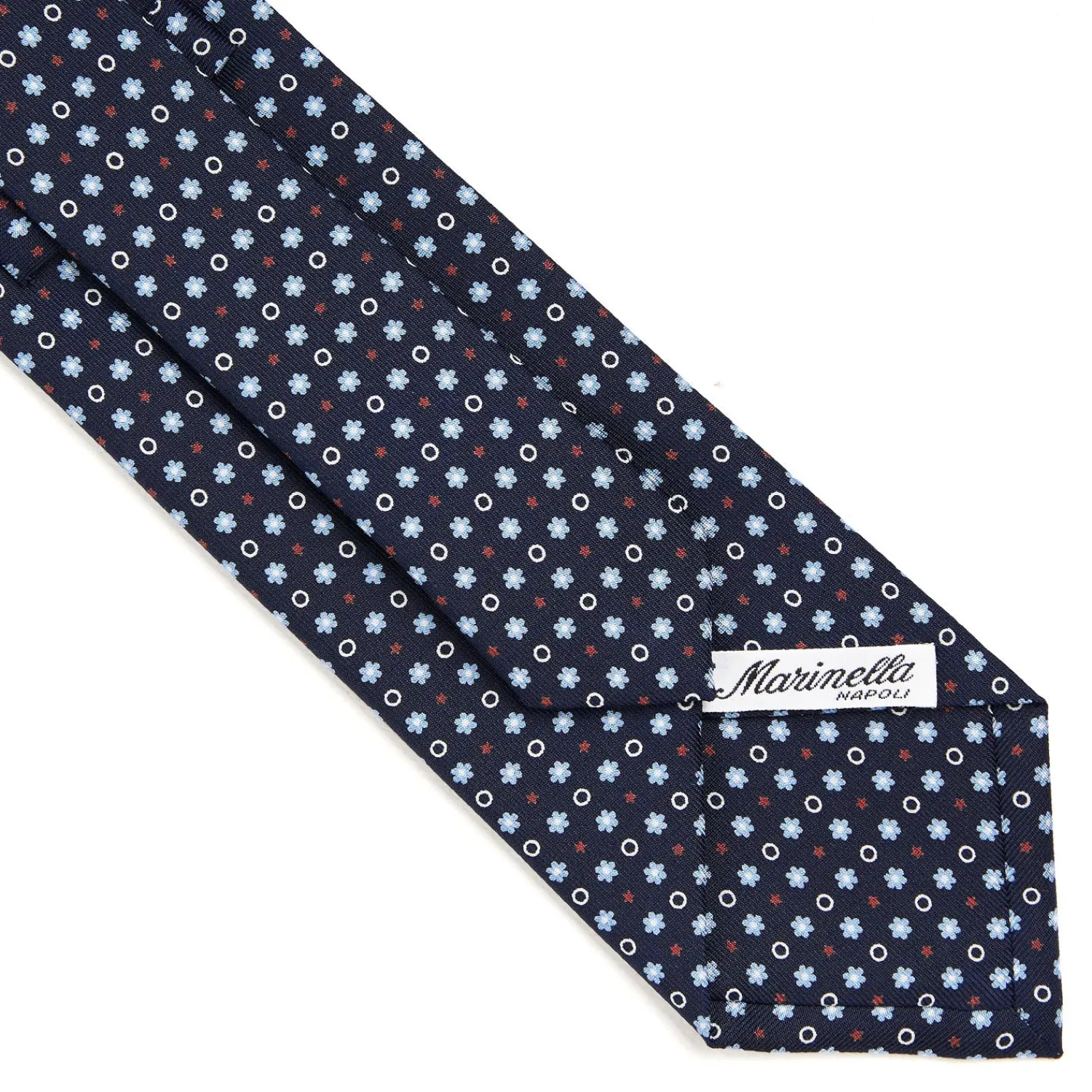 E.Marinella CRAVATTE|Cravatte In Seta Stampata|CRAVATTA SARTORIALE CLASSICA IN SETA BLU SCURO Microfantasia fiore