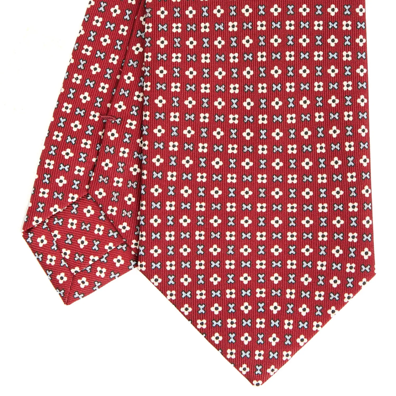 E.Marinella CRAVATTE|Cravatte In Seta Stampata|CRAVATTA SARTORIALE CLASSICA IN SETA BORDEAUX Microfantasia fiore