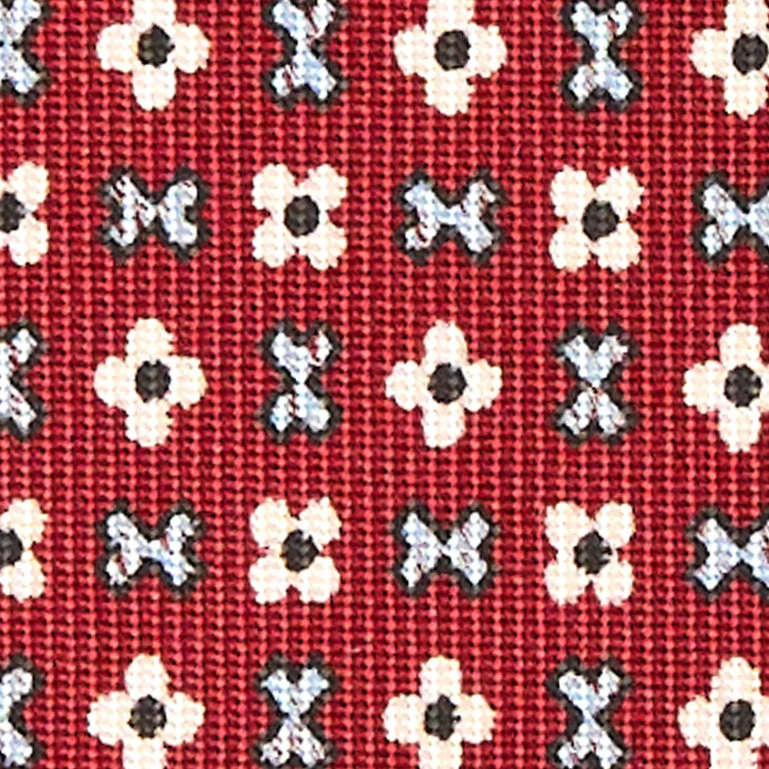 E.Marinella CRAVATTE|Cravatte In Seta Stampata|CRAVATTA SARTORIALE CLASSICA IN SETA BORDEAUX Microfantasia fiore