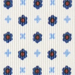 E.Marinella CRAVATTE|Cravatte In Seta Stampata|CRAVATTA SARTORIALE CLASSICA IN SETA BIANCA Microfantasia fiore