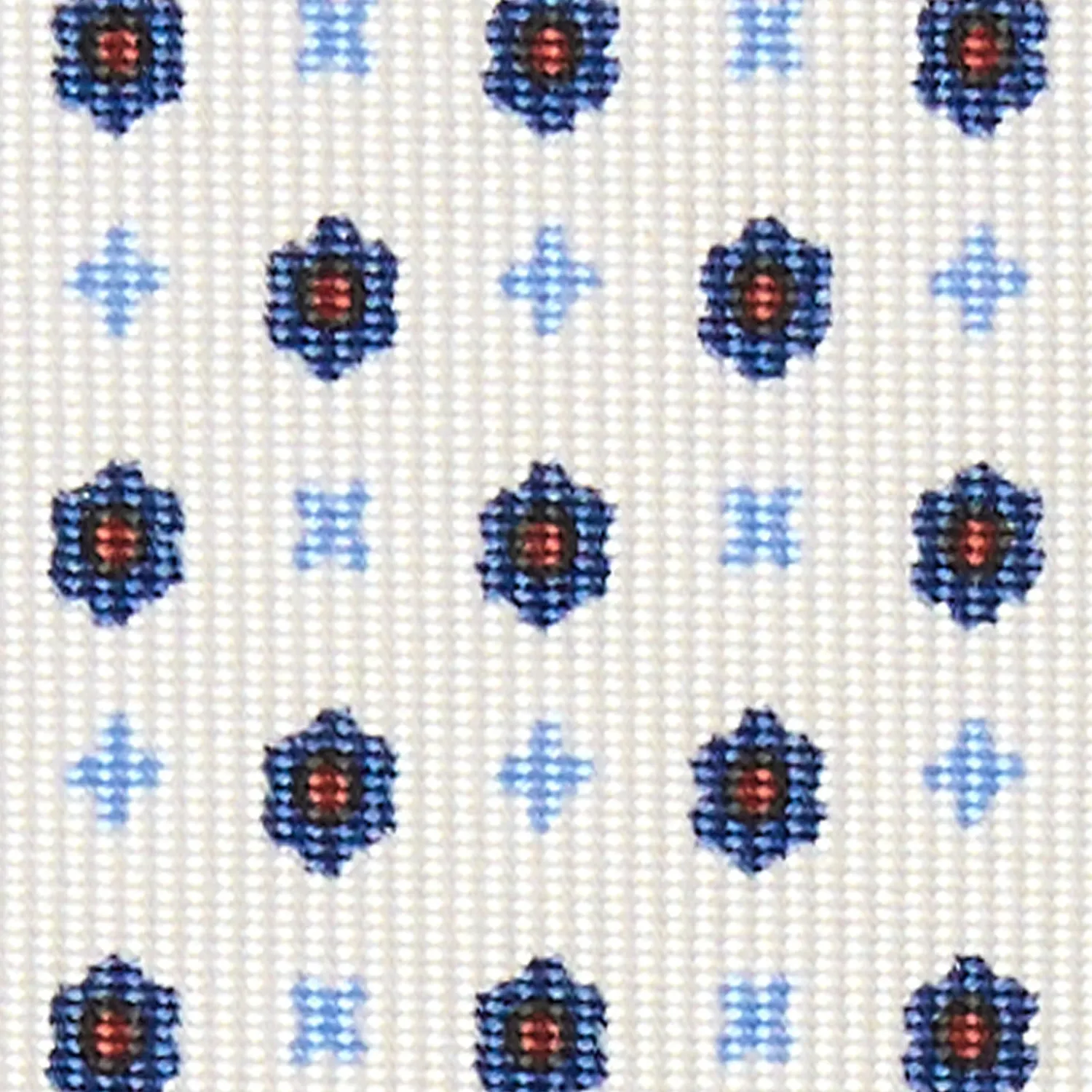 E.Marinella CRAVATTE|Cravatte In Seta Stampata|CRAVATTA SARTORIALE CLASSICA IN SETA BIANCA Microfantasia fiore