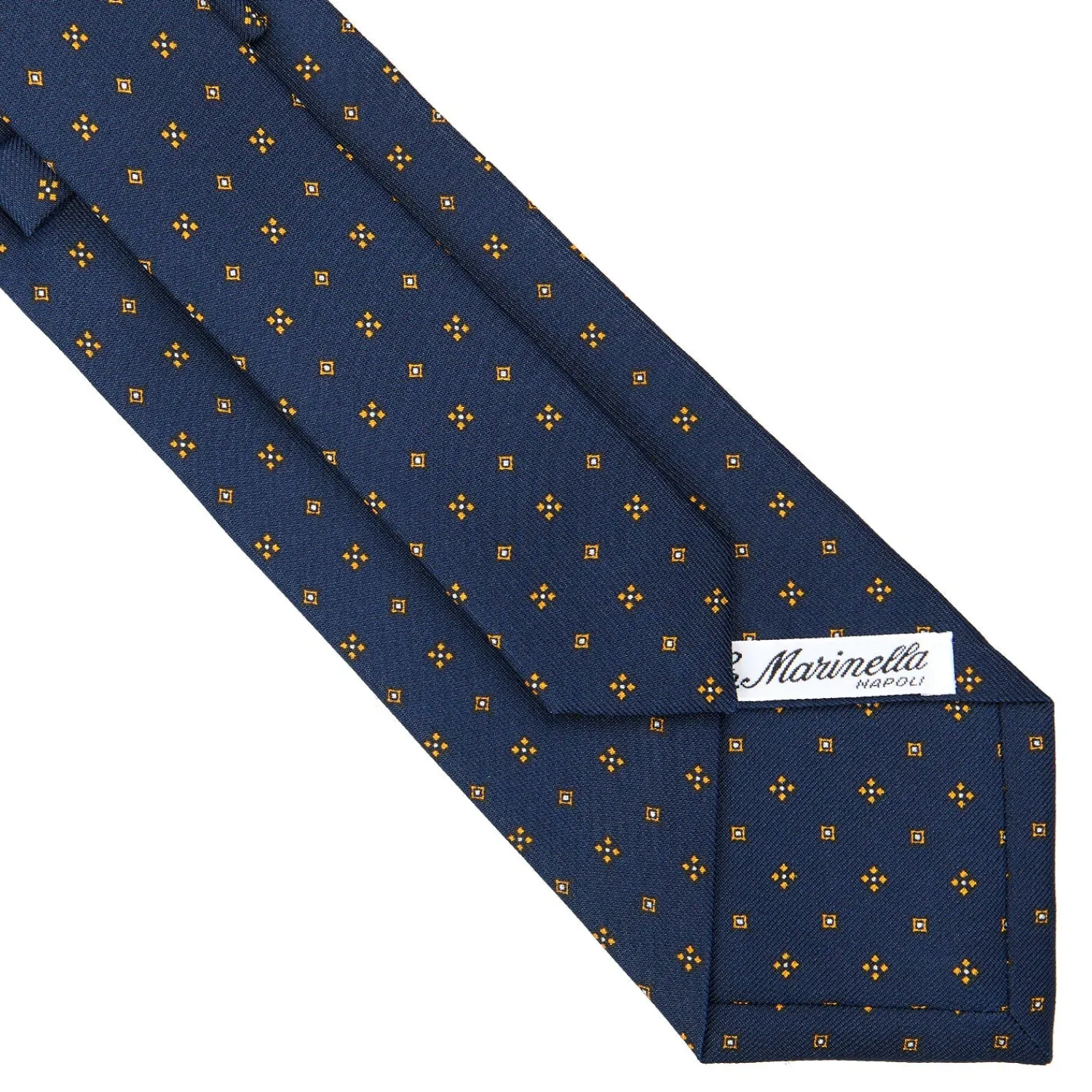 E.Marinella CRAVATTE|Cravatte In Seta Stampata|CRAVATTA SARTORIALE CLASSICA IN SETA BLU SCURO Microfantasia fiore