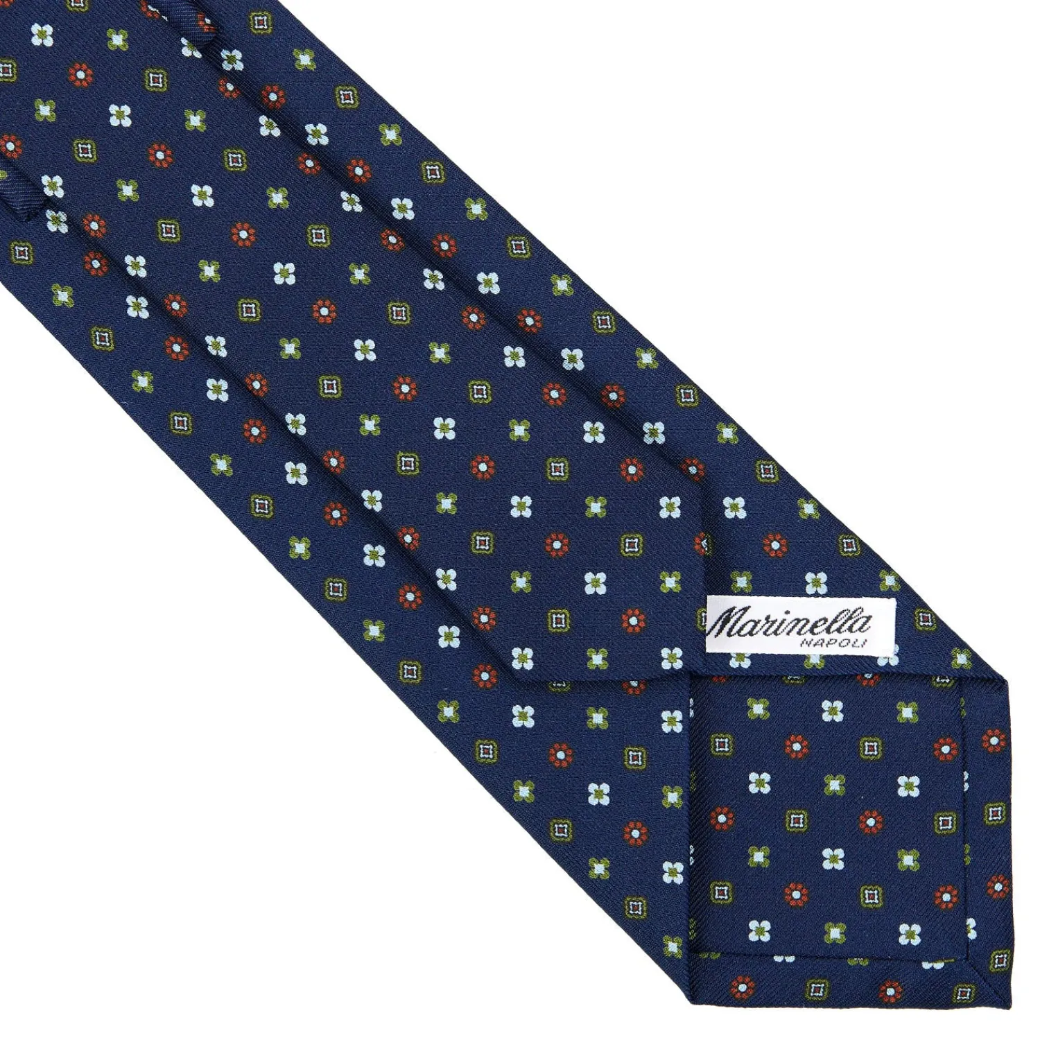 E.Marinella CRAVATTE|Cravatte In Seta Stampata|CRAVATTA SARTORIALE CLASSICA IN SETA BLU SCURO Microfantasia fiore