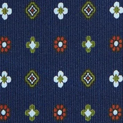 E.Marinella CRAVATTE|Cravatte In Seta Stampata|CRAVATTA SARTORIALE CLASSICA IN SETA BLU SCURO Microfantasia fiore