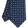 E.Marinella CRAVATTE|Cravatte In Seta Stampata|CRAVATTA SARTORIALE CLASSICA IN SETA BLU SCURO Microfantasia fiore