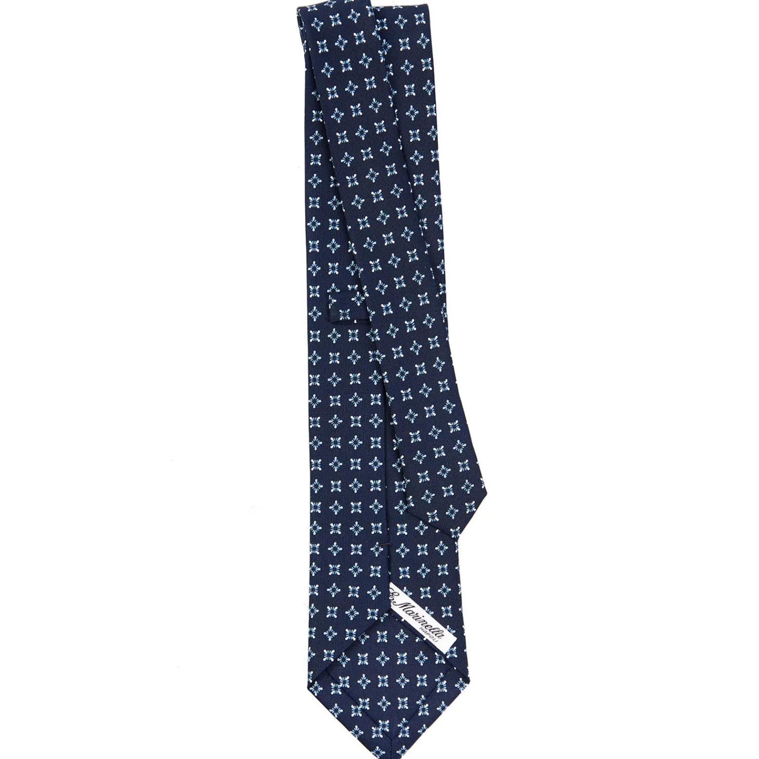 E.Marinella CRAVATTE|Cravatte In Seta Stampata|CRAVATTA SARTORIALE CLASSICA IN SETA BLU SCURO Microfantasia fiore