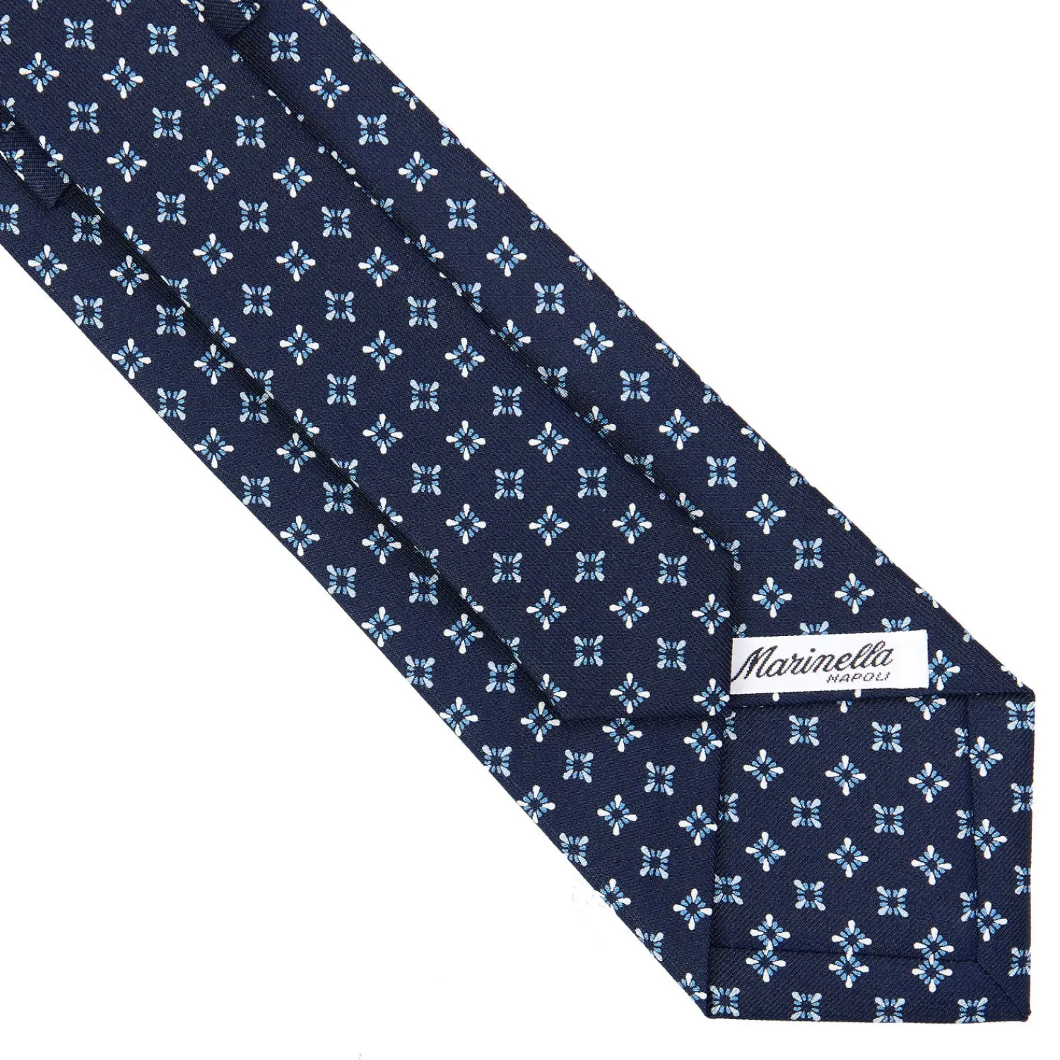 E.Marinella CRAVATTE|Cravatte In Seta Stampata|CRAVATTA SARTORIALE CLASSICA IN SETA BLU SCURO Microfantasia fiore