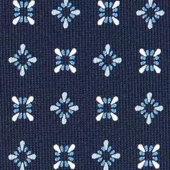 E.Marinella CRAVATTE|Cravatte In Seta Stampata|CRAVATTA SARTORIALE CLASSICA IN SETA BLU SCURO Microfantasia fiore